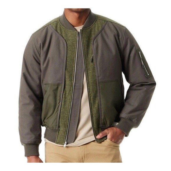 BASS OUTDOOR $169 Mens Mixed Media Bomber Jacket Size: Large NWT - Picture 2 of 8